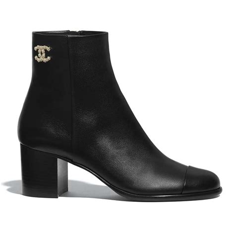 chanel bronzer boots|Chanel black canvas heel boots.